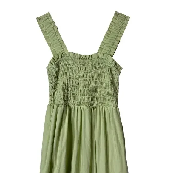 Abercrombie & Fitch Green Smocked Bodice Easy Maxi Dress - Picture 2 of 8